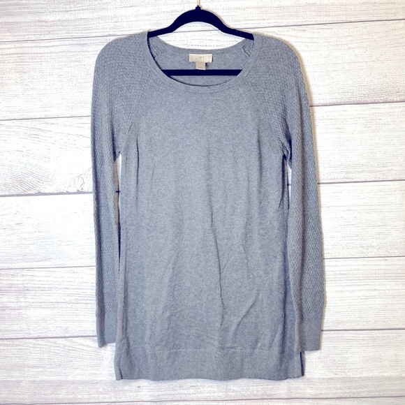 LOFT Outlet Gray Textured Lightweight Sweater Top - Size Small - Picture 1 of 16